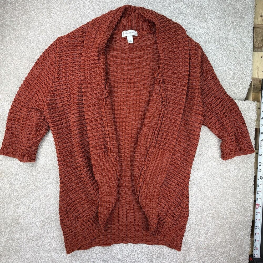Dress Barn Open Front XL Rust Colored Knit‎ Cardigan